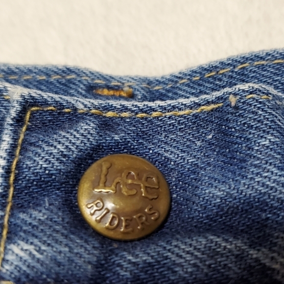 VINTAGE 70s Lee Union Made High Waisted Cropped Flare Cotton Husky Denim Jeans - Picture 8 of 14
